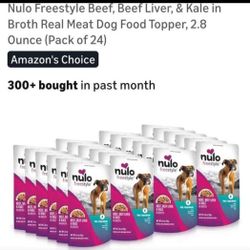 Nulo Freestyle Beef, Beef Liver, & Kale in
Broth Real Meat Dog Food Topper, 2.8
Ounce (Pack of 24)