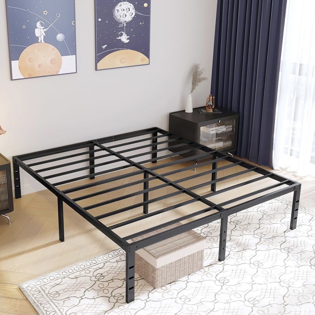14 Inch King Metal Platform Bed Frame, No Box Spring Needed