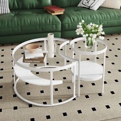 White Moon Coffee Table Set Tray Table