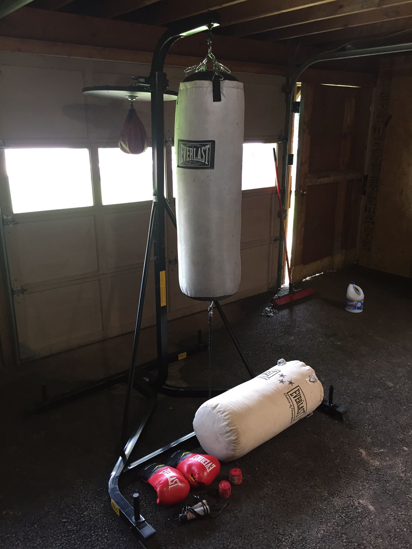 Everlast Punching Bag W/ Speed Bag (deflated + needs new one) with Extra’s