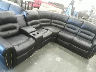 New leather recliner sectional
