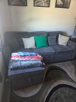 Sectional Couch with Storage and Pull Out Bed