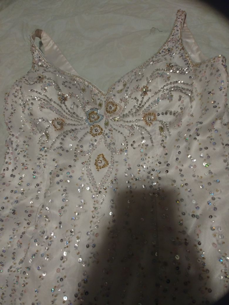 Beautifully embroidered wedding gown