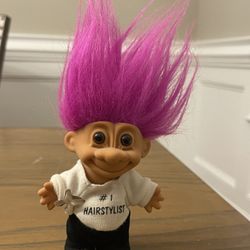 Vintage #1 Hairstylist 5" Russ Troll Doll Hot Pink Hair Salon Mascot Collectors