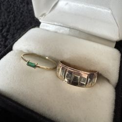 10K Solid Gold Rings – Tri-Color Band + Slim Band (Set or Separate)