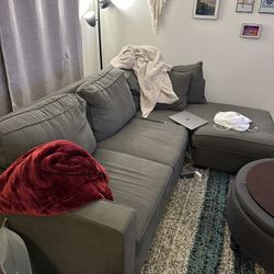 Dark Grey 83" Sectional Sofa with Reversible Chaise