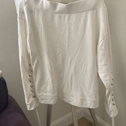 One Shoulder White Top Size Large