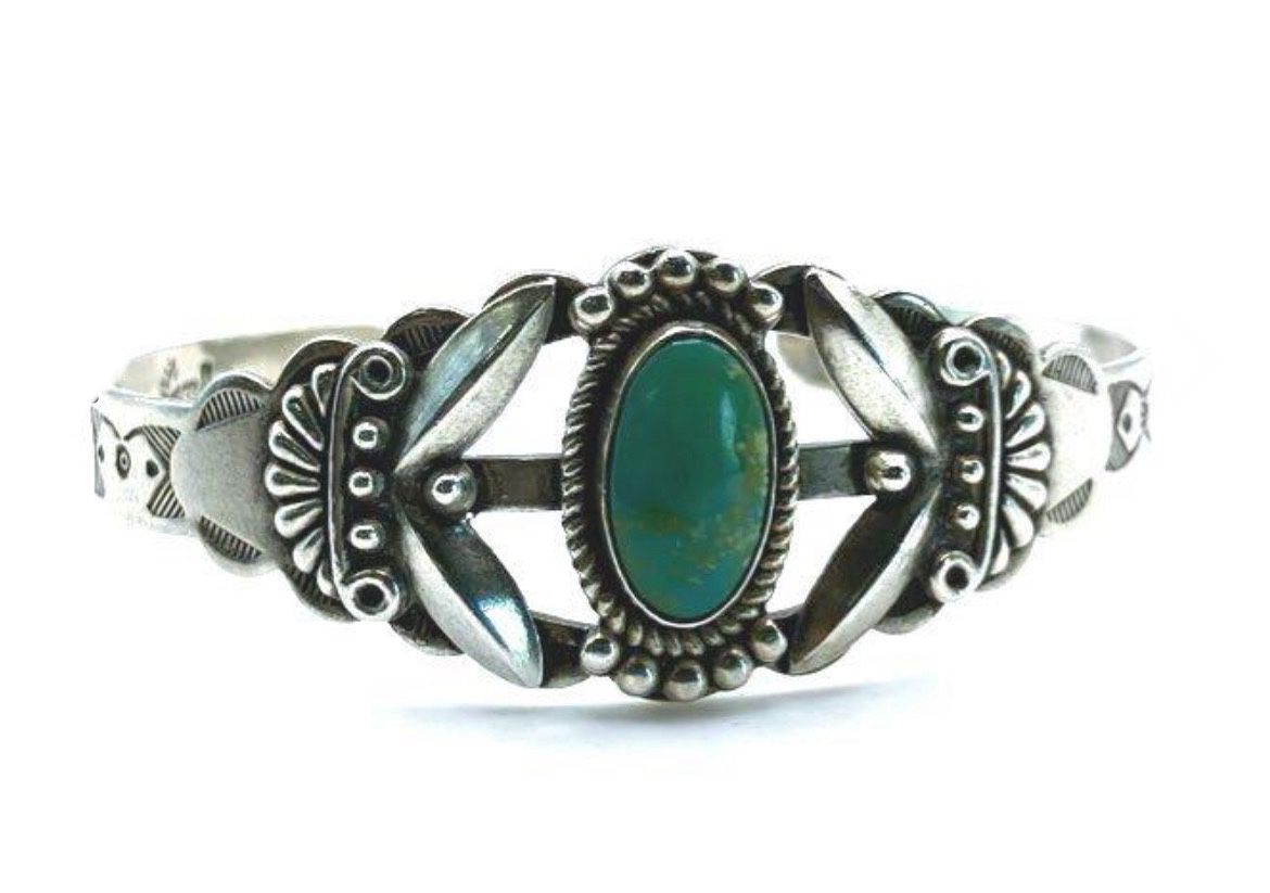 Vintage Turquoise Sterling Silver Cuff Bracelet Plus FREE Sterling Silver Necklace! 