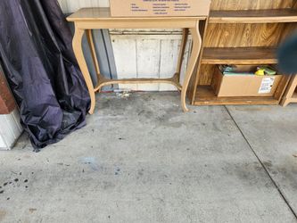 Bookshelves and table