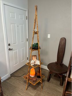 Vintage Boho Chic, Classic Folding Bamboo Etagere