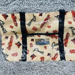 Ghirardelli Chocolate Beige Logo Shopper Tote Bag All Over Print