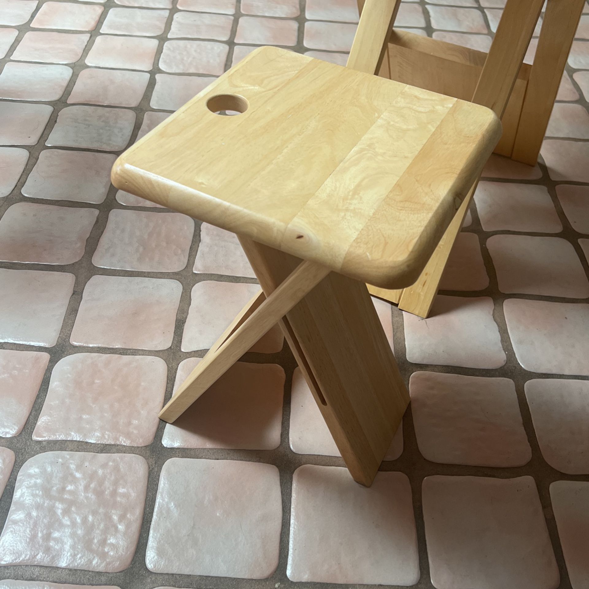 Small Wooden Table And Two Chairs 