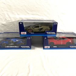 Brand New In The Boxes (Maisto) Scale 1/18 Diecast Lamborghinis And Mustang Toy Cars. $35 Each $90 For All.