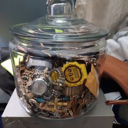 Jar Of Costume Jewelry 