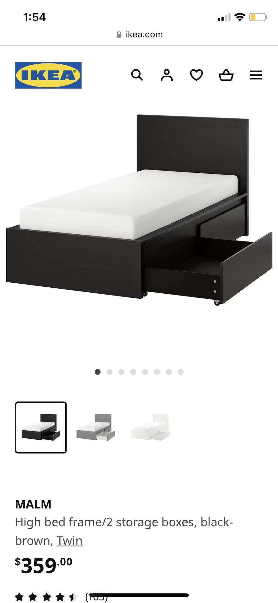 Ikea Malm Twin Bed w/ Drawers and Nightstand