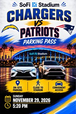 SoFi Stadium Parking Pass - Chargers vs. Patriots