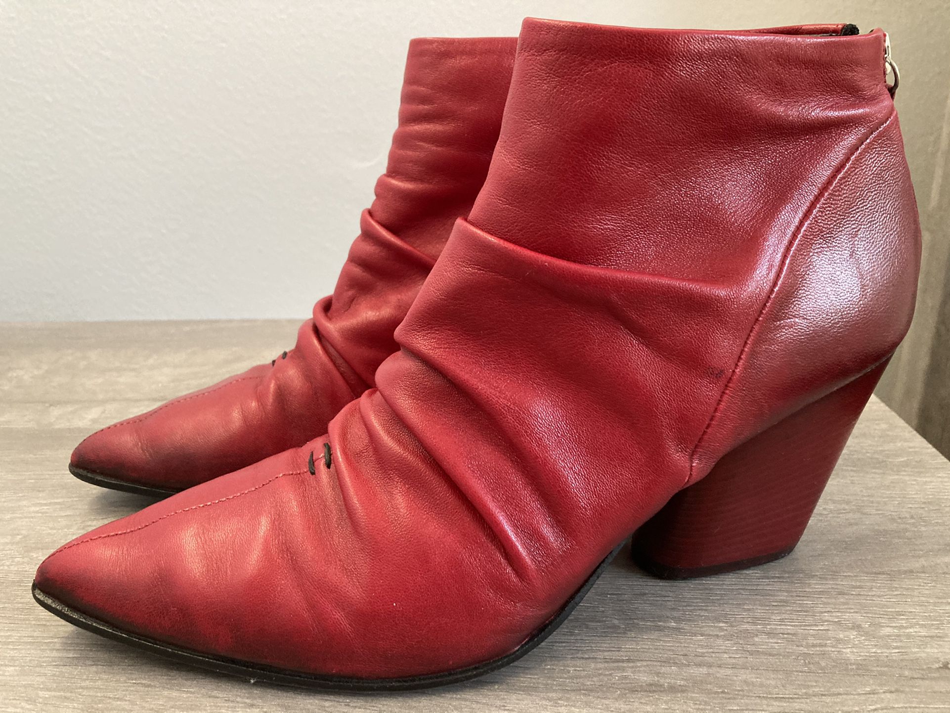 Halmanera SZ 8/39 Red Leather ankle boots, retails for $350