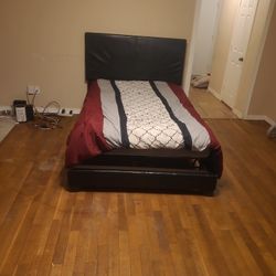 Black Bed Frame W Mattess 