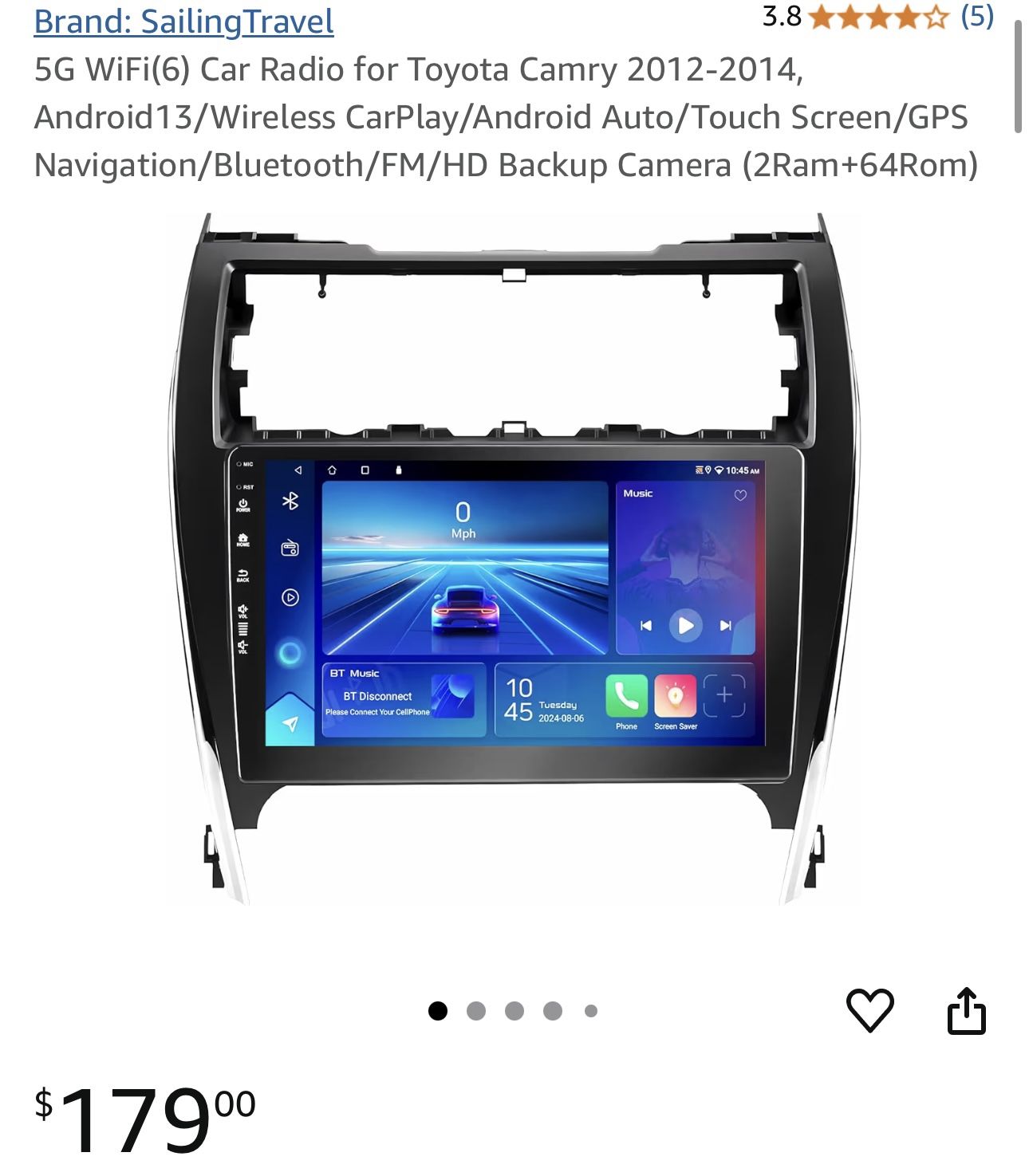 10” QLED 1280x720 Android 13 Head Unit for Toyota Camry 2012-2014