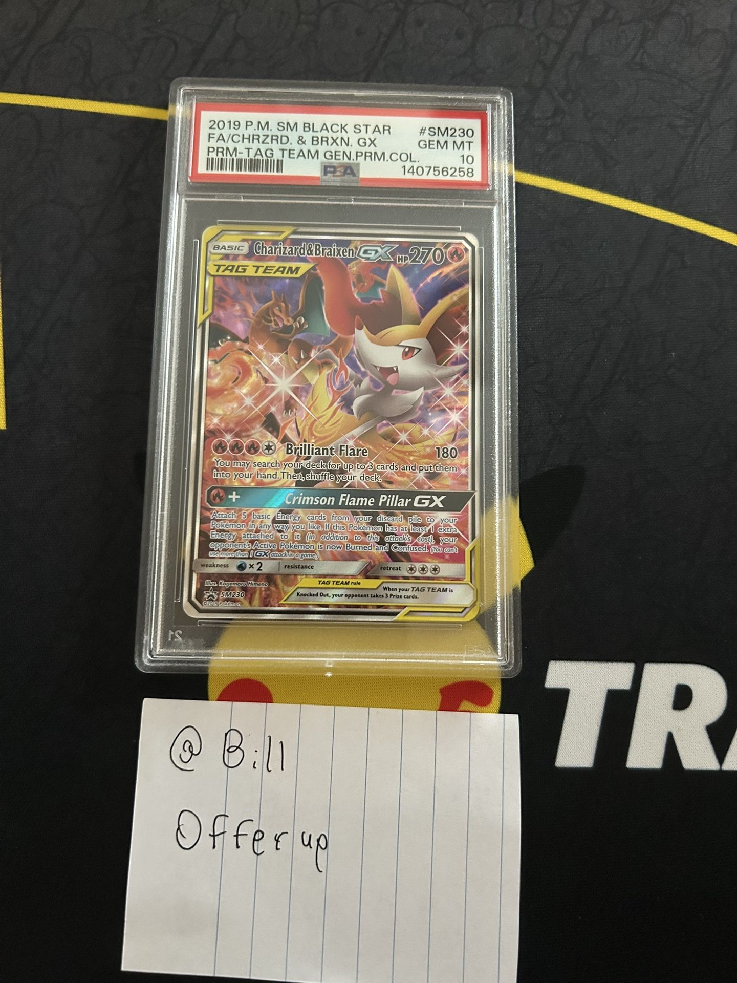 2019 Pokemon Tag Team Charizard & Braixen GX SM230 PSA 10