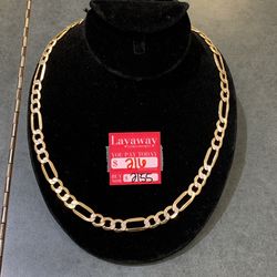 10k Diamond Cut Figaro Necklace