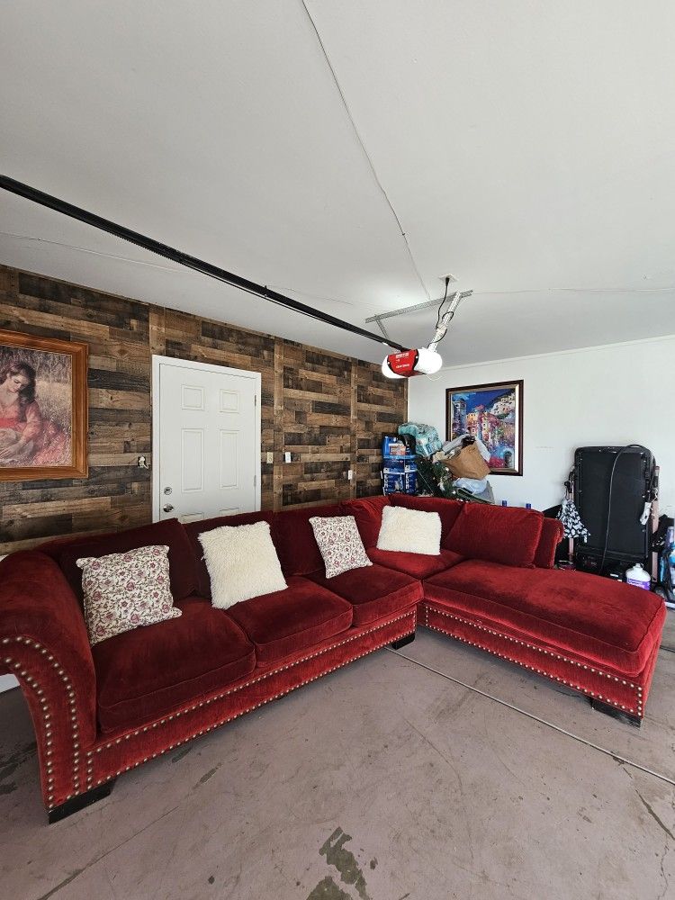 Gorgeous Red Velvet Sectional Couch