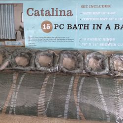 NewnnSet Of  2 Rugs, Shower Curtain And Hooks