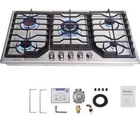 New 34” 5-Burners Recessed Gas Cooktop in Stainless Steel Power Burners