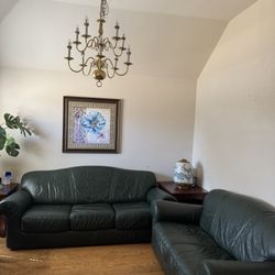 authentic natural leather sofa set in very good condition, I