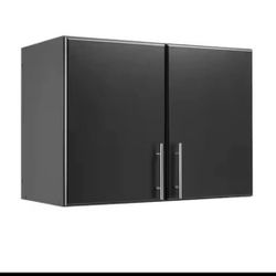 Prepac Elite Black 32 in. Stackable Wall Storage Cabinet, Bathroom Cabinet, Pantry Cabinet with Stor