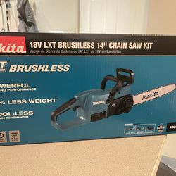 Makita New 18v Brushless LXT 14” Chainsaw Kit Battery And Charger 