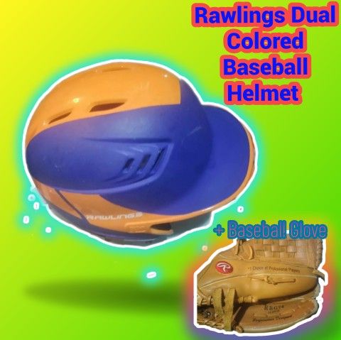 RAWLINGS R16J-R1 Orange Baseball Batting Helmet -Size 6 3/8 - 7 1/8 Medium/Glove