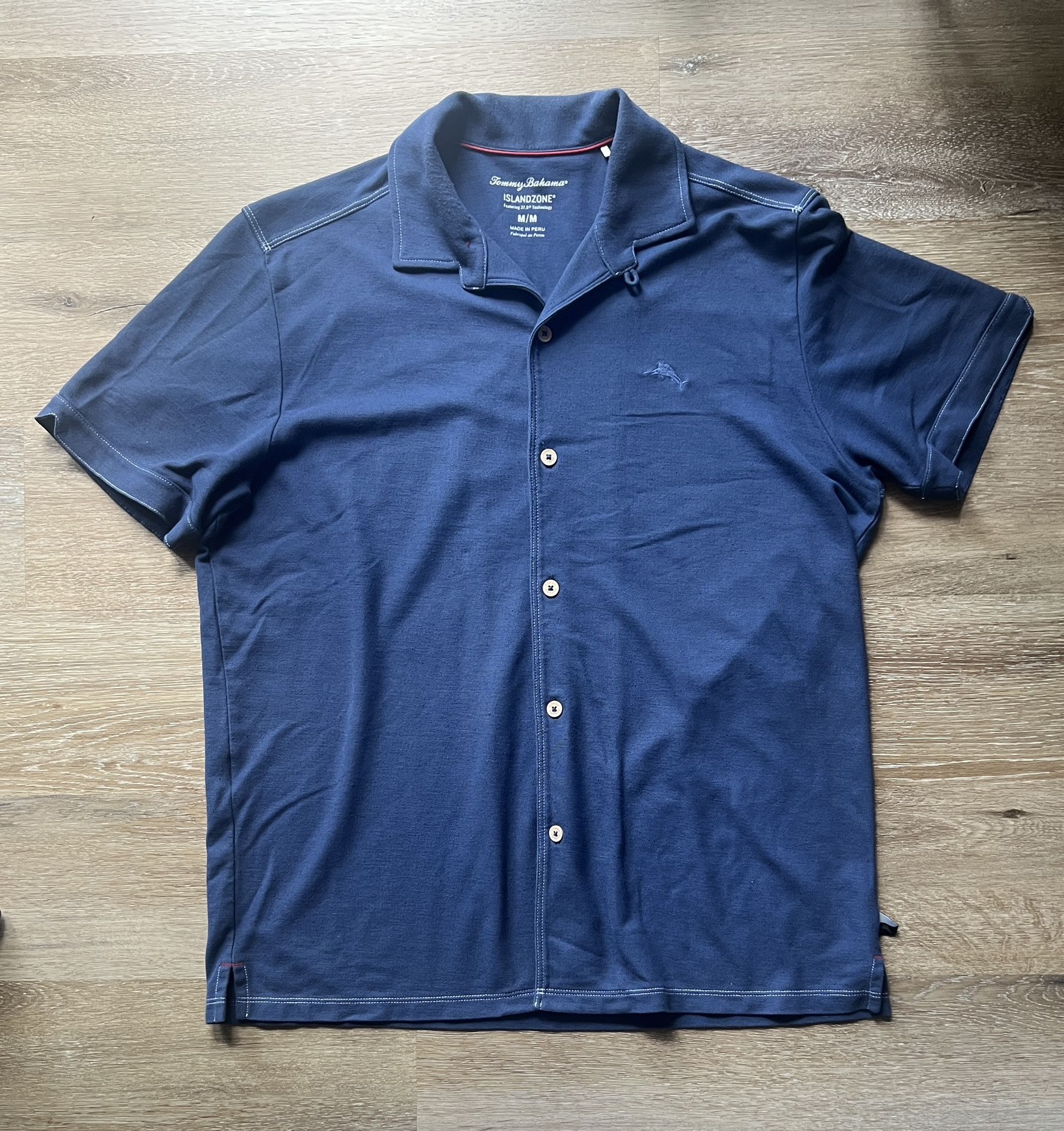 Tommy Bahama Shirt Mens Size M Blue IslandZone Button Down Pima Cotton