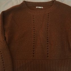 Orange Brownish Knitted Crop Sweater 