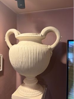 Large Greco-Roman Style Decorative Urn with Clear Acrylic Pedestal