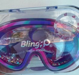 Pottery Barn Glitter Pool & Snorkle Full Mask Girls Toddler to Youth Swim Goggles