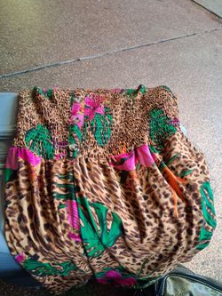Tropical Leopard Print Smocked Skirt