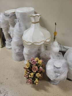 Several Italian Porcelain Capo Di Monte pieces. Vases, Lamps, Centerpieces, and Pedestals is mint condition about 50 years old