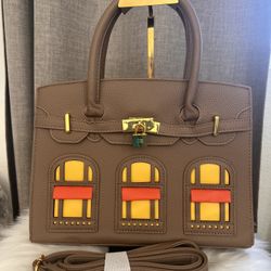 Beige Leather H Handbag Shoulder Bag New 