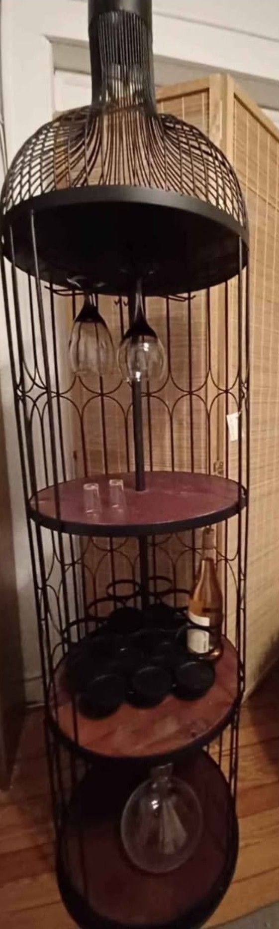 Wrought Iron Wine Bottle Shaped Wine Rack