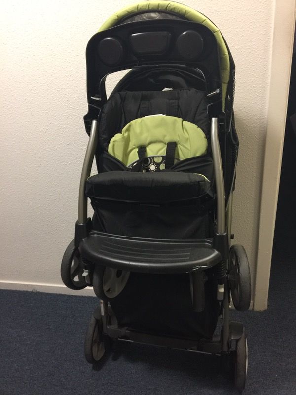 Black and green umbrella stroller