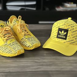 New Beam yellow and black Adidas shoes (7-men's) fits like an 8 and beam yellow adidas hat.