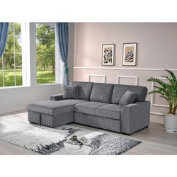 BRAND NEW Fabric LHF Pull Out Sectional Sofa & Storage (3 Colors)