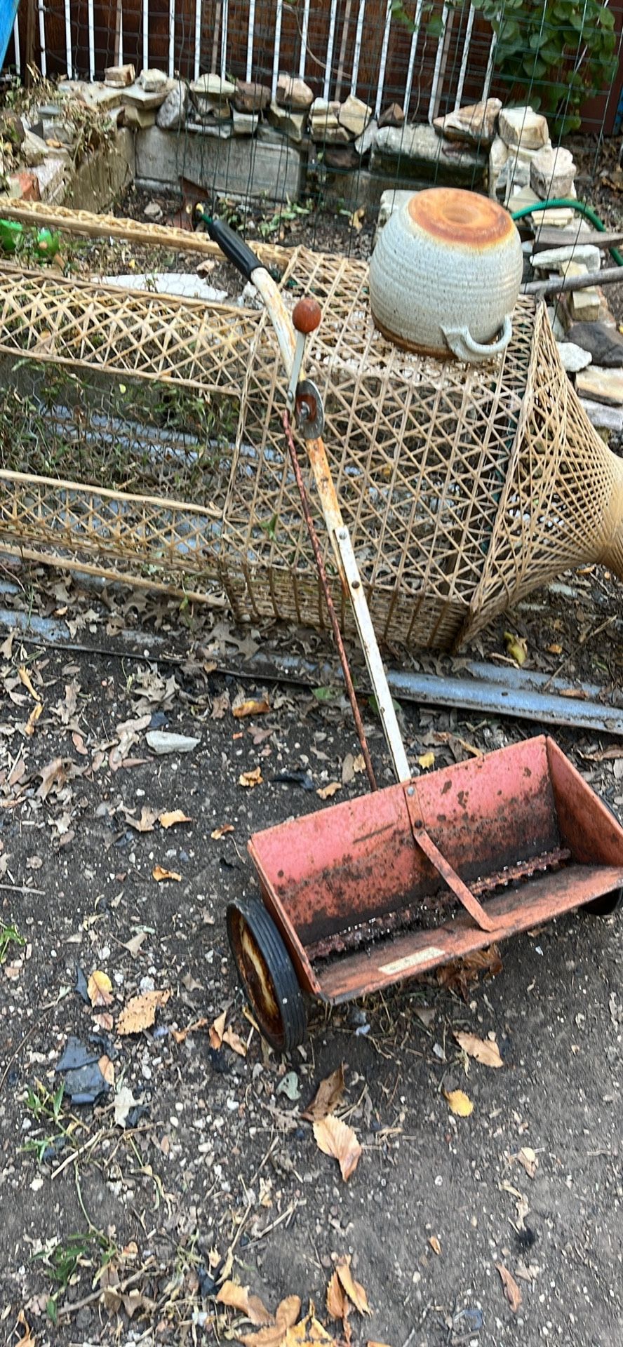 Old Feeder/fertilizer./spreader. Would be so cute overflowing with succulent plants.