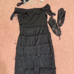 New Small Medium Black Flapper Dress Costume 