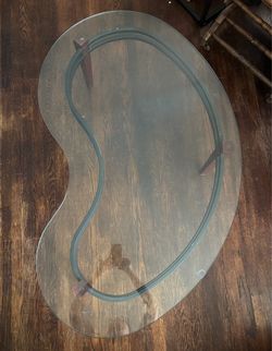 🫘 Vintage ‘Kidney’ Glass Top Coffee Table🫘