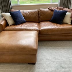 Living Spaces Mason Leather Set Sofa Chair Ottoman