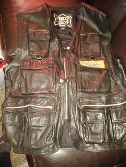 Leather Motorcycle Vest Harley Davidson Patch