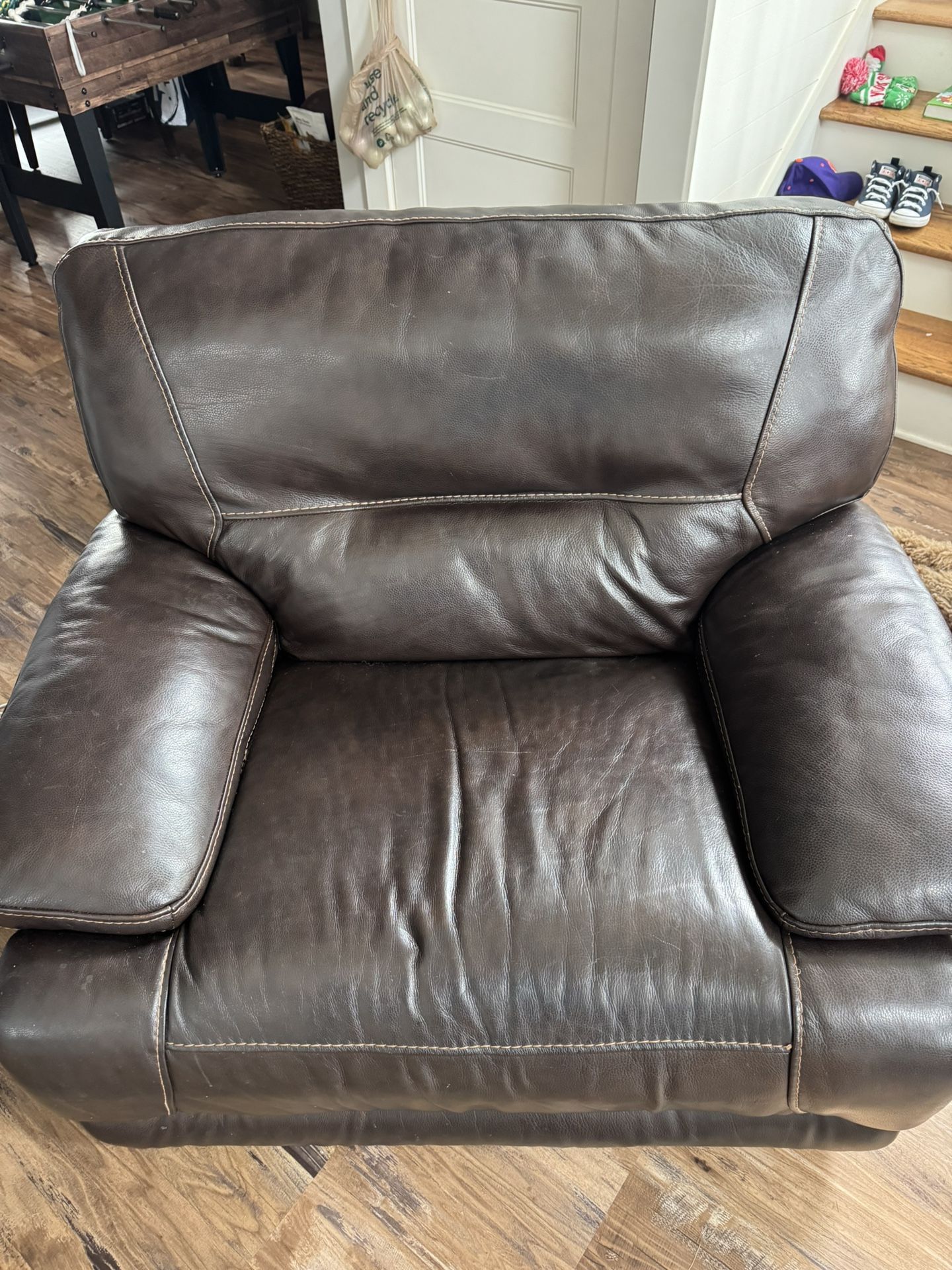 Brown “REAL” Leather Recliner (super comfy)