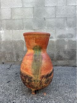 Large Rustic Ceramic Floor Vase / Decor Vase